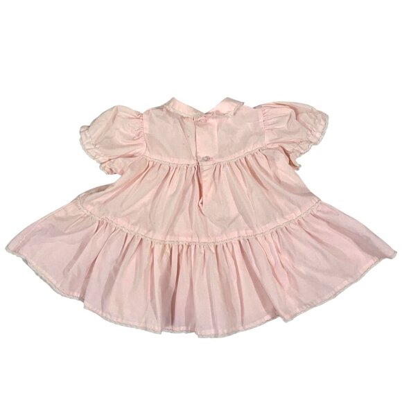 Vintage 1990s Baby Girls Pink Ruffle Tiered Dress 3-6M - Picture 2 of 6